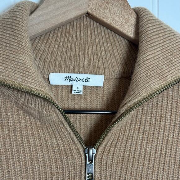 Madewell Glenbrook Half-Zip Pullover Merino Wool Blend Beige Women’s Size Small - Picture 4 of 8